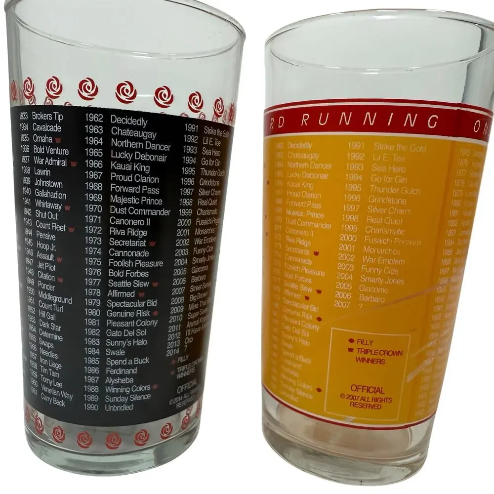 Vintage Kentucky Derby Glass Tumbler Set of 4 Racing MCM Barware 5.25